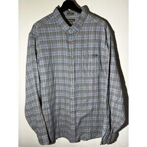 Eddie Bauer Mens Plaid Button Down Shirt TXL Classic Fit Blue Casual